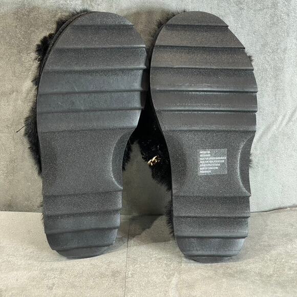 WILD PAIR Women's Black Paiyge Chain Faux-Fur Slide Slip-On Slippers SZ 6 - Picture 7 of 10